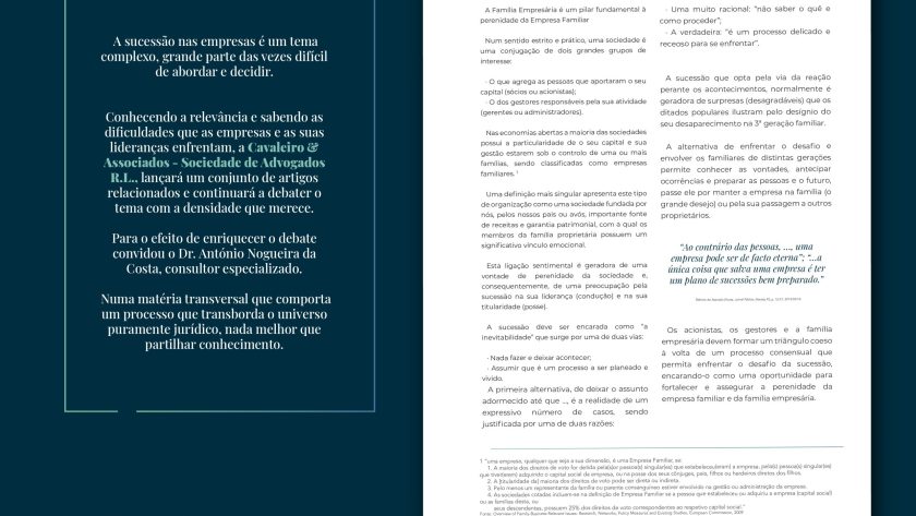 Sucessão na empresa familiar por Dr. António Nogueira da Costa