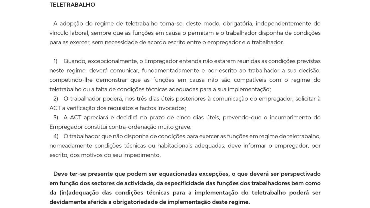 Regime Excepcional de teletrabalho