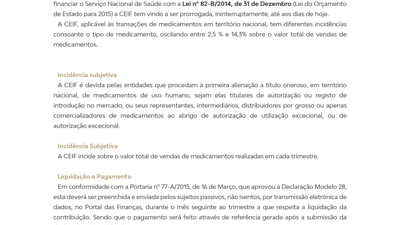 Contribuição Extraordinária sobre a Indústria Farmacêutica (CEIF)