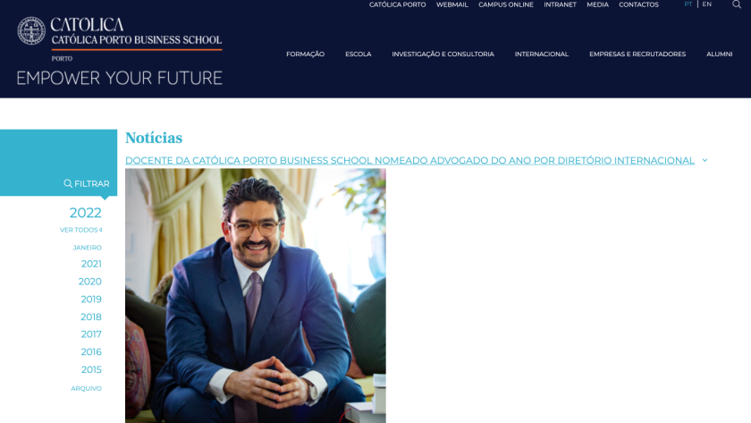 João Quintela Cavaleiro nomeado advogado do ano por diretório interncional