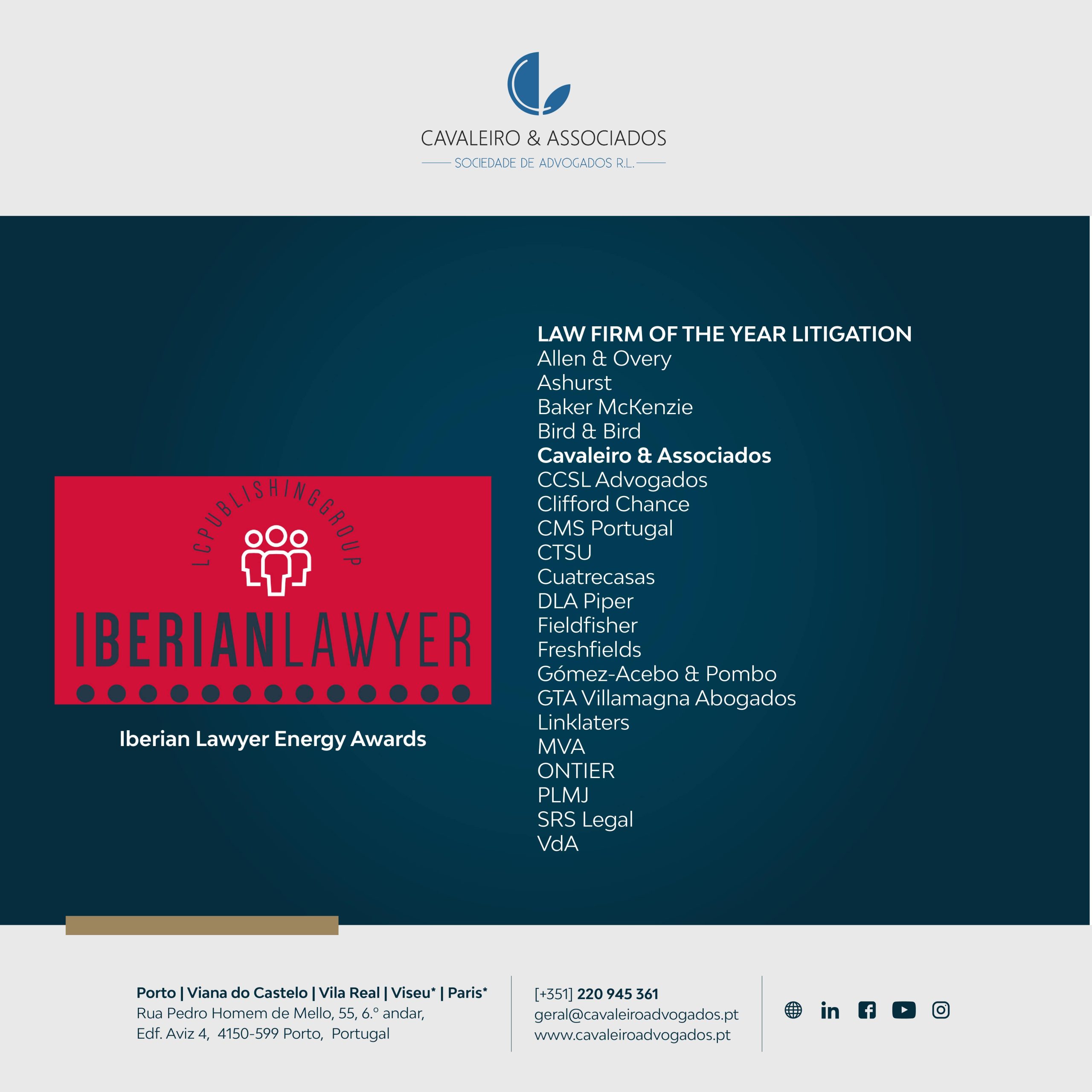 Iberian Lawyer Energy Awards 2023 | LAW FIRM OF THE YEAR LITIGATION