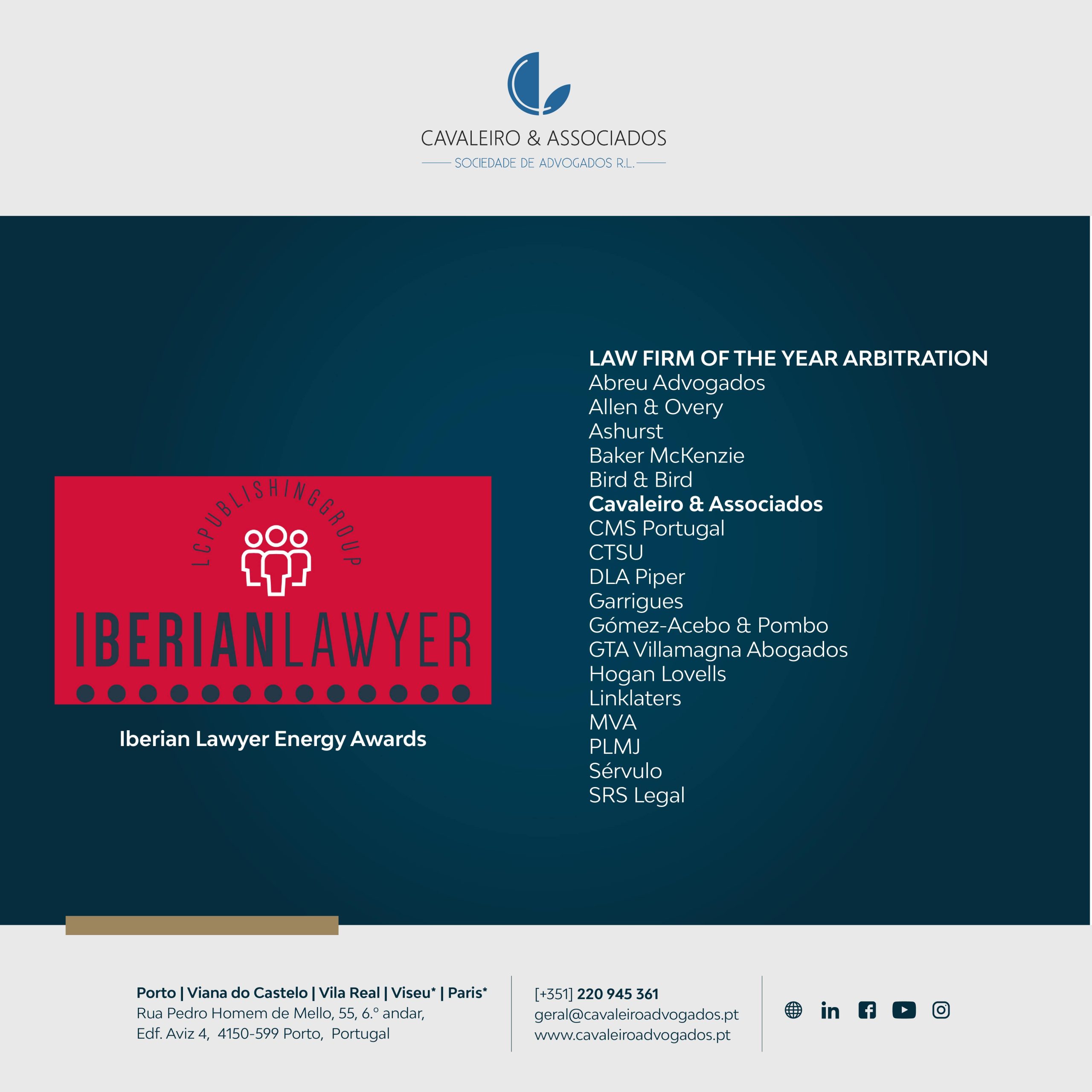 Iberian Lawyer Energy Awards 2023 | LAW FIRM OF THE YEAR ARBITRATION
