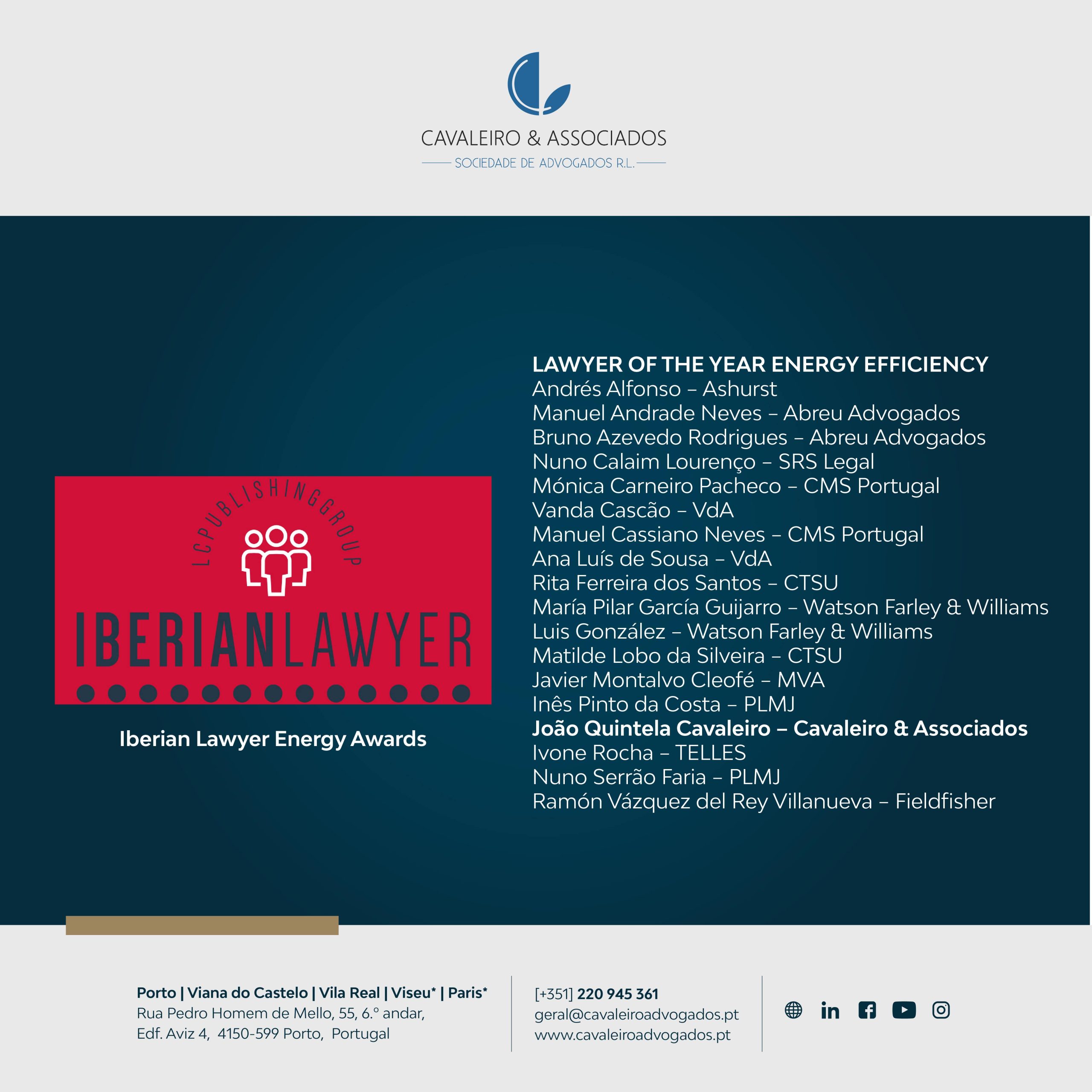 Iberian Lawyer Energy Awards 2023 | LAWYER OF THE YEAR ENERGY EFFICIENCY
