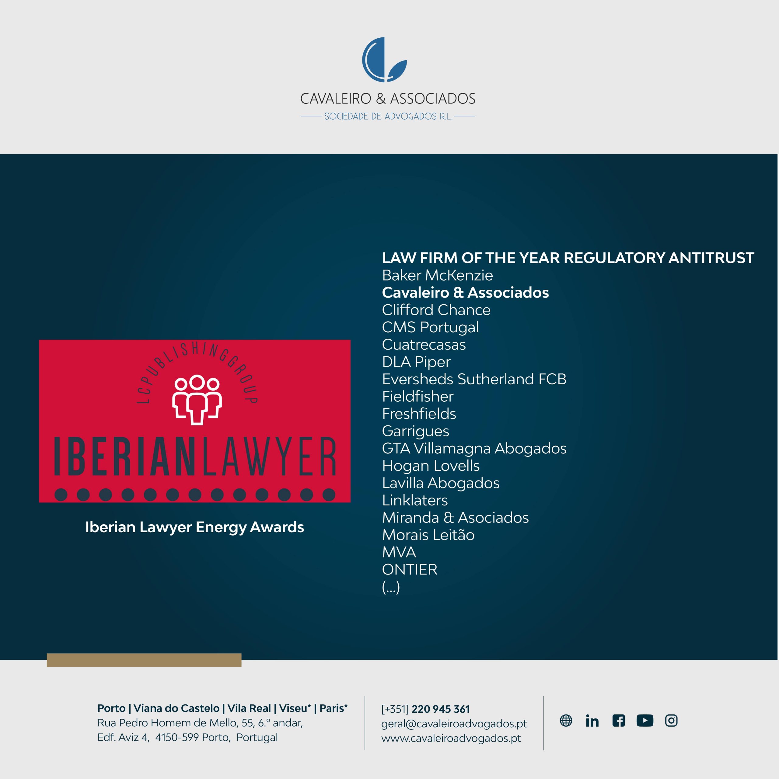 Iberian Lawyer Energy Awards 2023 | LAW FIRM OF THE YEAR REGULATORY ANTITRUST