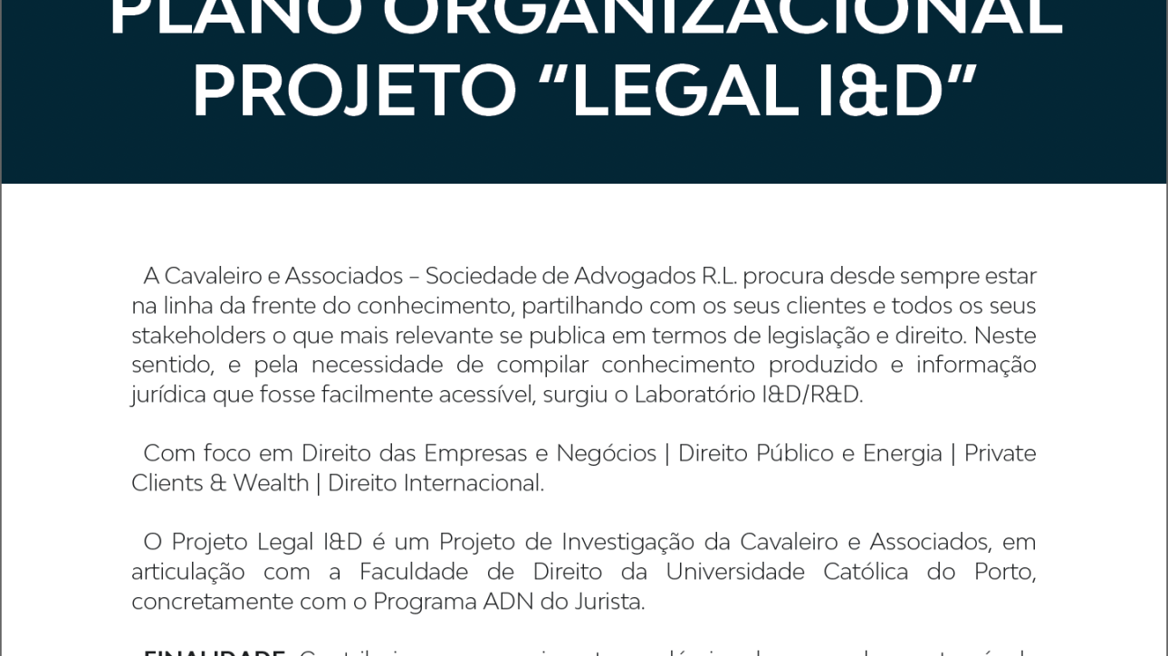 Plano Organizacional - Projeto Legal I&D